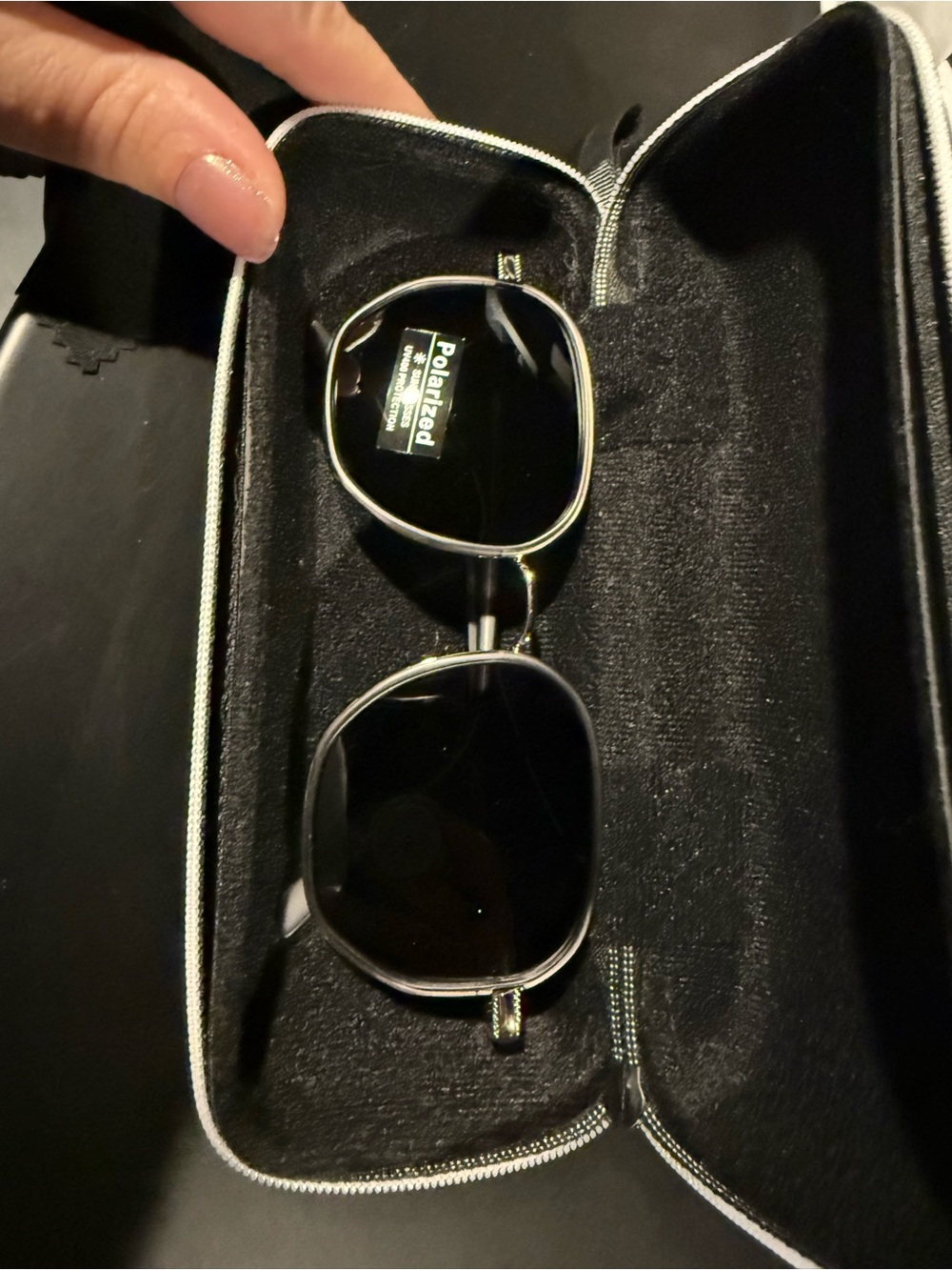 Polarized Women's Black Sunglasses with Silver Frame